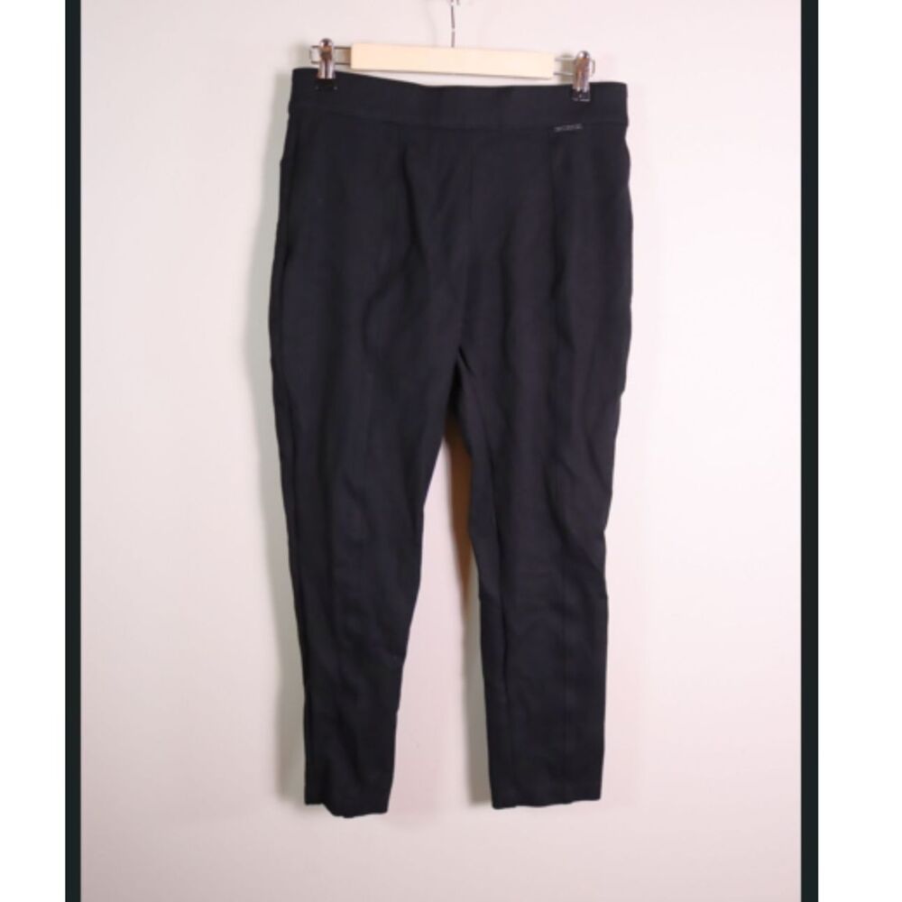 Anne Klein Black Stretch Dress Pants Size 12 Narrow Leg Elastic Waist
